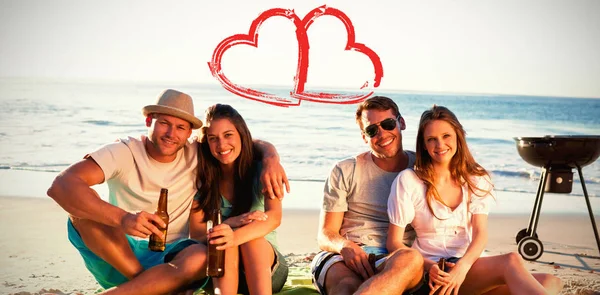 Cheerful friends having barbecue — Stock Photo, Image