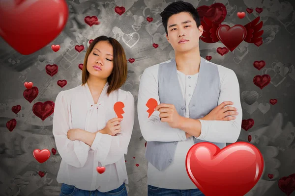 Couple holding broken heart — Stock Photo, Image