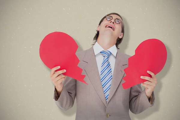 Uomo d'affari piangendo con il cuore spezzato — Foto Stock