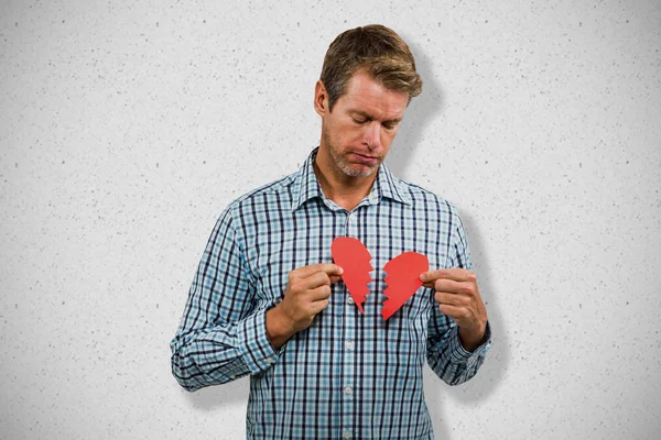 Sad man with broken heart — Stock Photo, Image