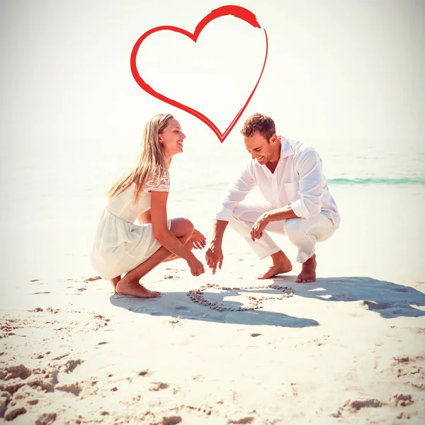 Couple drawing heart shape — Stock Photo, Image