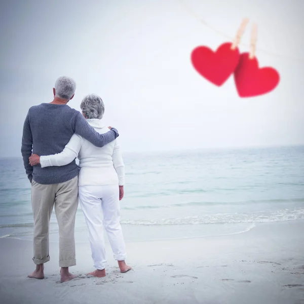 Hearts hanging on a line — Stock Photo, Image