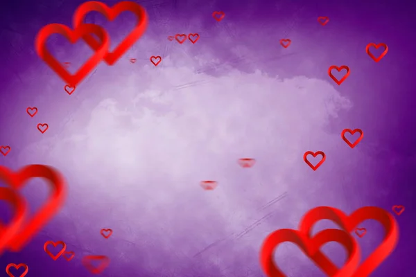 Hearts against purple vignette — Stock Photo, Image