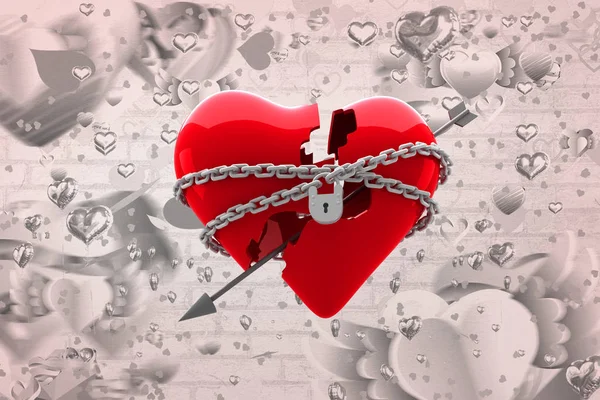 Locked heart against grey valentines — Stock Photo, Image