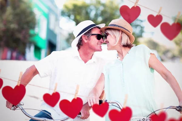 Couple about to kiss in city — Stock Photo, Image