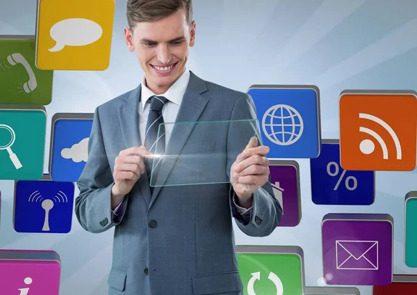 Businessman using interface screen — Stock Photo, Image