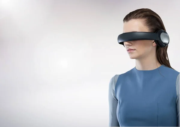 Beautiful woman using VR glasses — Stock Photo, Image