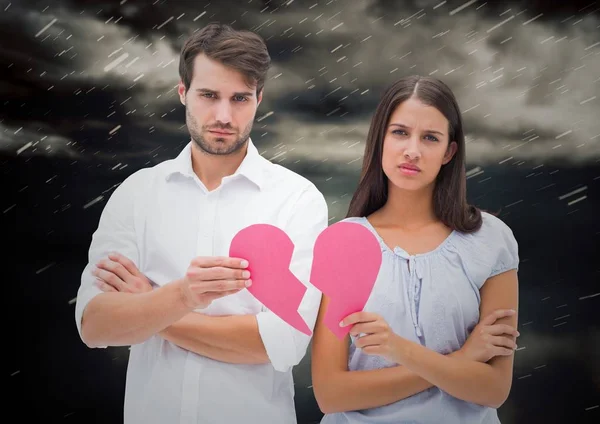 Depressief paar houden van gebroken hart — Stockfoto