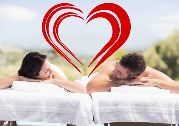 Couple relaxing together at spa center — Stock Photo, Image