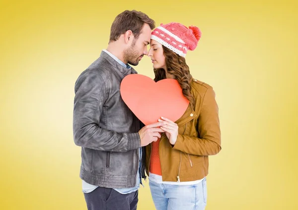 Romantisch paar met een hart — Stockfoto