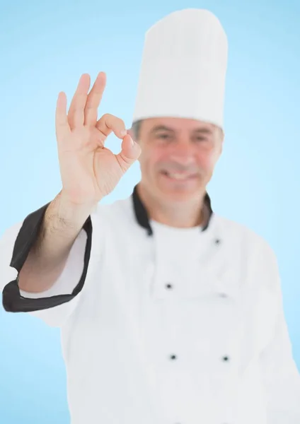 Uśmiechnięty szef kuchni pokazuje znak OK — Zdjęcie stockowe