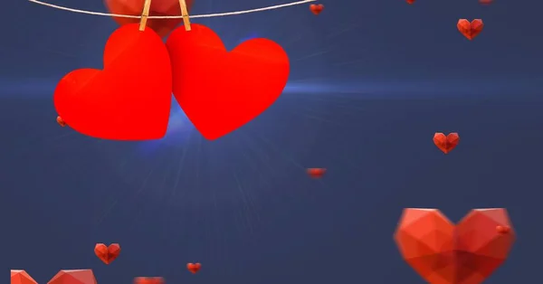 Corazón rojo colgando en línea — Foto de Stock