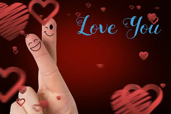 メッセージの指のカップルは、愛を笑顔 — ストック写真