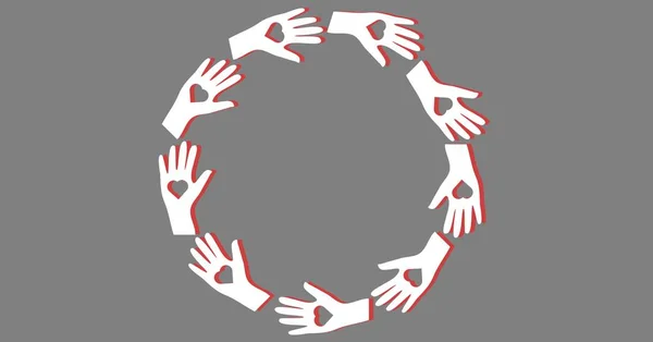 Önkéntesek kéz a szív alakú — Stock Fotó