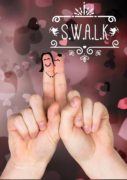 Feliz dedo rosto casal no amor — Fotografia de Stock