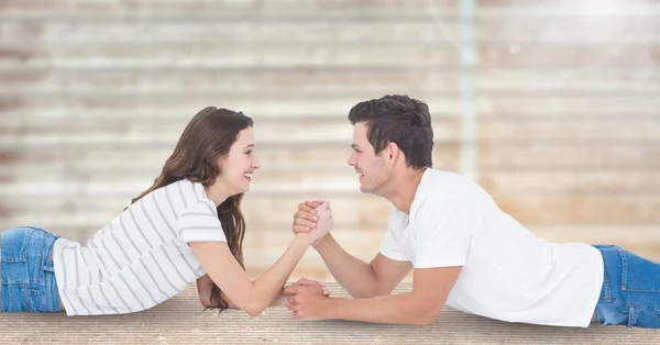 Couple having wrist fight — Stock Photo, Image