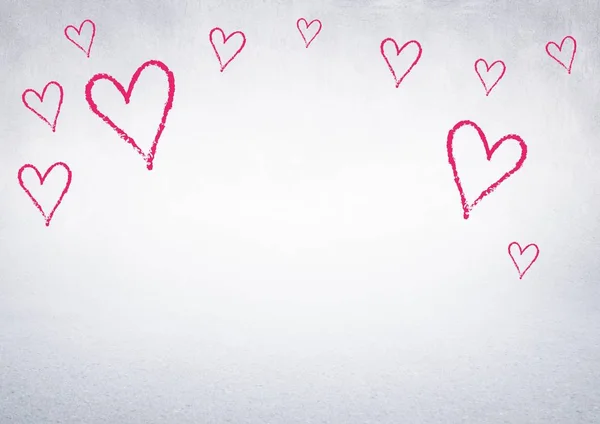 Pink hearts on white background — Stock Photo, Image