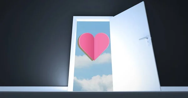 Otwarte drzwi do nieba z kształt serca — Zdjęcie stockowe