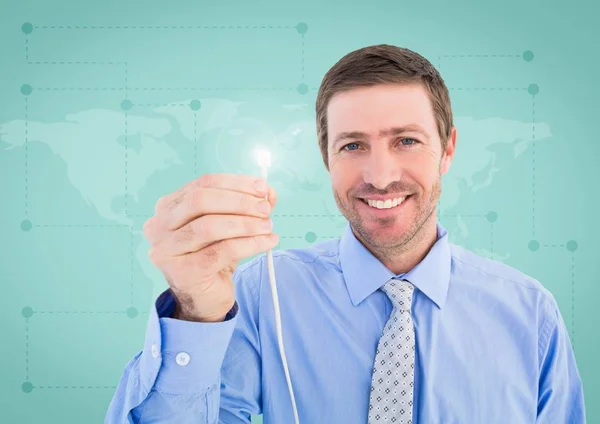 Man holding cable and flare — Stock Photo, Image