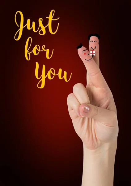 Happy finger face couple in love — Stock Photo, Image