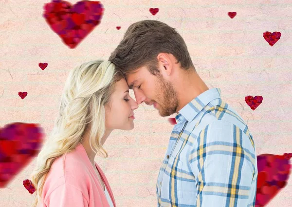 Romantic couple standing with closed eyes — Stock Photo, Image