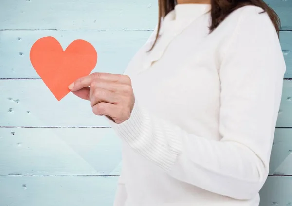 Woman holding broken hearts — Stock Photo, Image