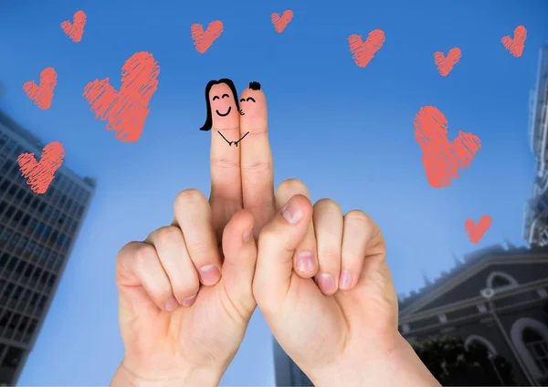 Dedos con caras de pareja —  Fotos de Stock