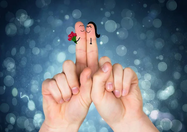 Fingers with faces of couple — Stock Photo, Image