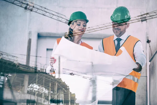 Collega's bespreken over plannen tegen kranen — Stockfoto