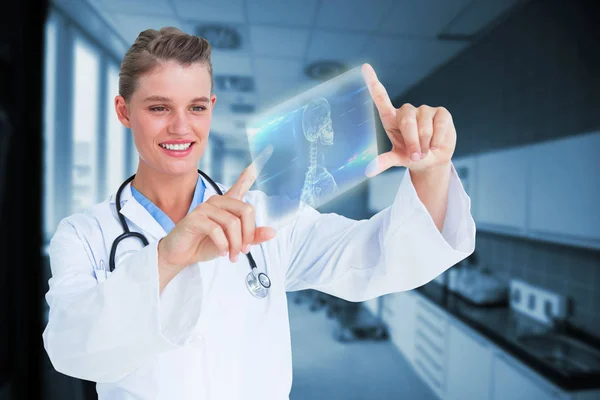 Doctor looking through finger frame — Stock Photo, Image