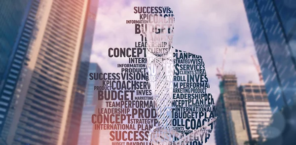 Composite image of businessman in buzzwords — Stock Photo, Image