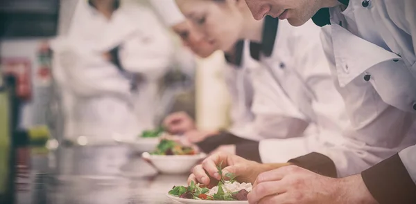 Culinary class in kitchen making salads — Stock Photo, Image