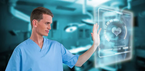 Nurse touching invisible screen — Stock Photo, Image