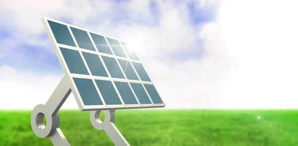 Složený obraz solárních panelů s podstavcem — Stock fotografie