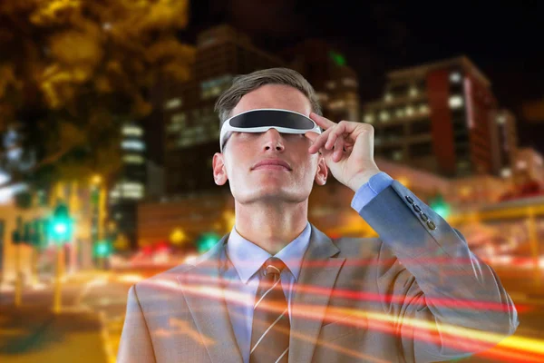 businessman using virtual reality glasses