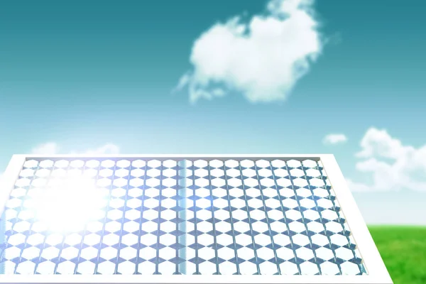 Imagem composta de painel solar com óculos de forma hexágono — Fotografia de Stock