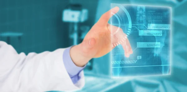 Male doctor touching screen 3d — Stock Photo, Image