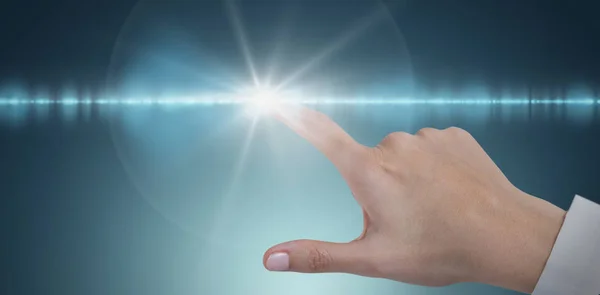 Composite image of hand of female doctor using digital screen — Stock Photo, Image