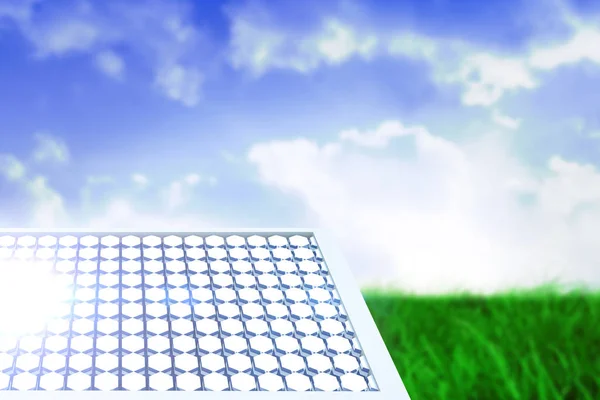 Composietbeeld van zonne-apparatuur in de zeshoek gevormd — Stockfoto