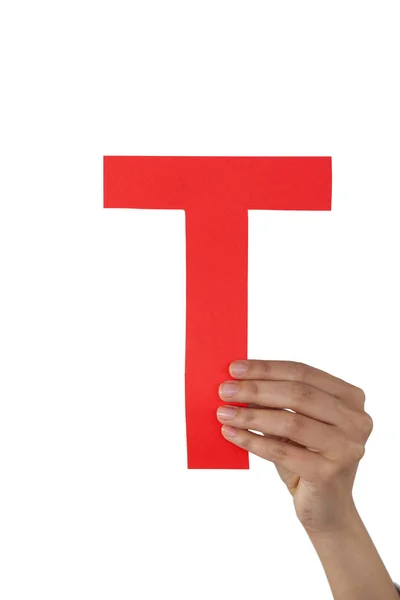 アルファベット t を保持している実業家 — ストック写真