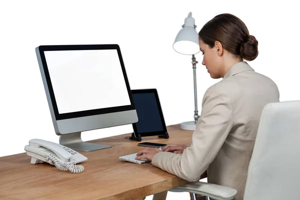 Businesswoman working over computer — Stock Photo, Image