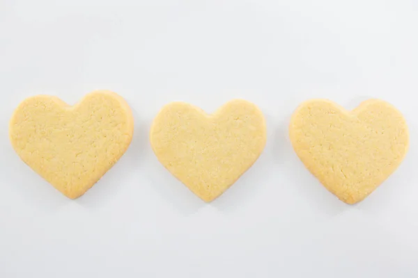 Tre biscotti a forma di cuore — Foto Stock