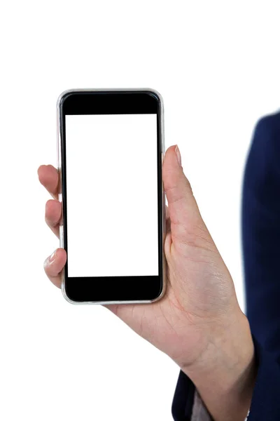 Affärskvinna med mobiltelefon — Stockfoto