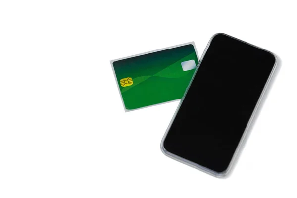 Close-up of credit card and mobile phone — Stock Photo, Image