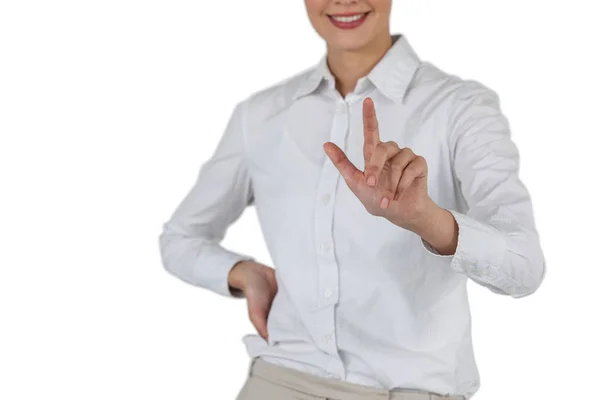 Businesswoman bruger usynlig skærm - Stock-foto