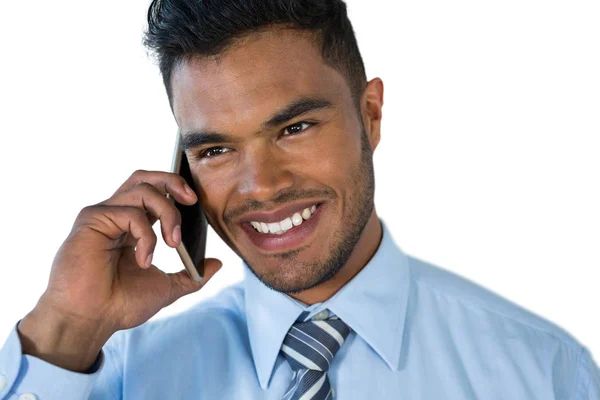 Sonriente Empresario hablando por teléfono móvil — Foto de Stock