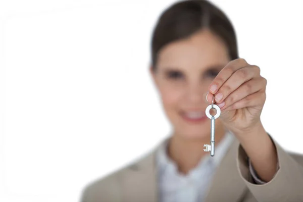 Close-up of businesswoman showing new house key Stock Image