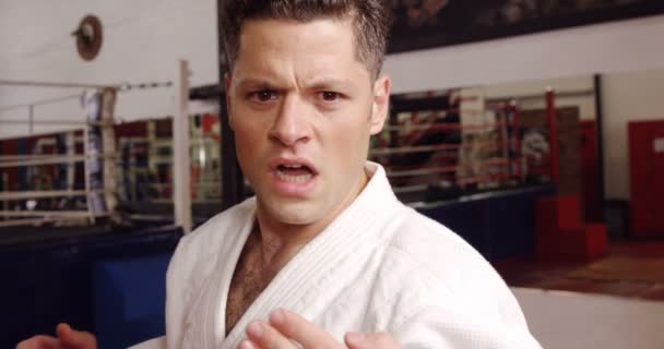 Człowiek ćwiczyć karate — Wideo stockowe