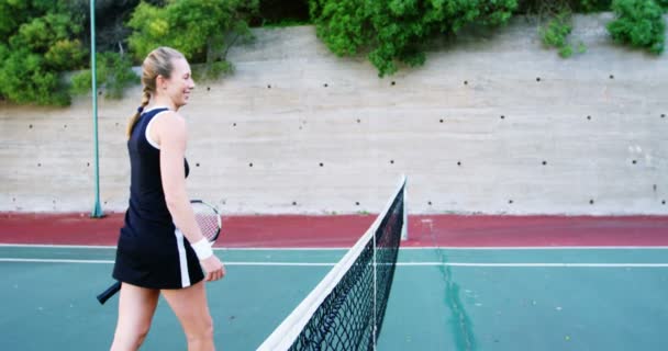 Jugadores de tenis estrechando las manos — Vídeo de stock