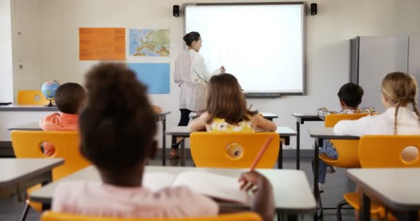 Lehrer unterrichten im Klassenzimmer — Stockvideo